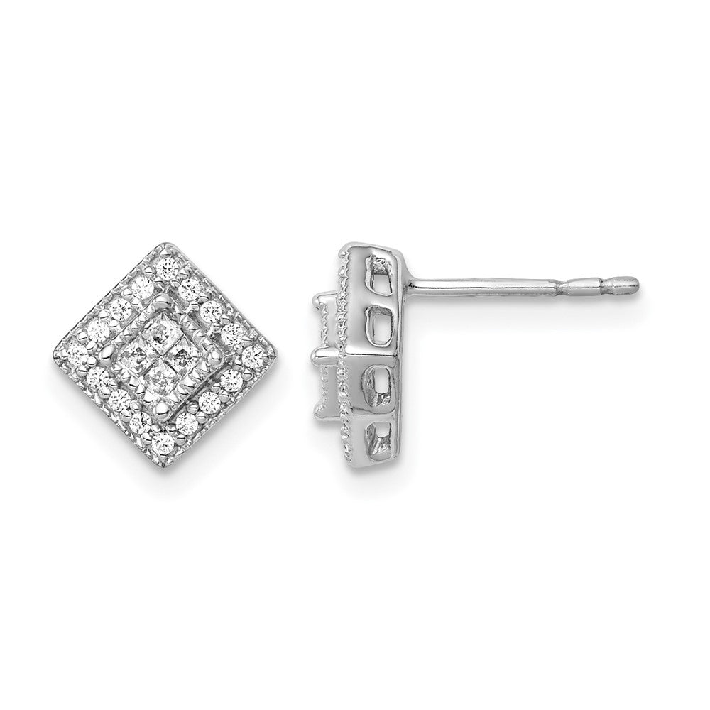 1/4 carat Diamond Square Cluster Post Earrings - WBC