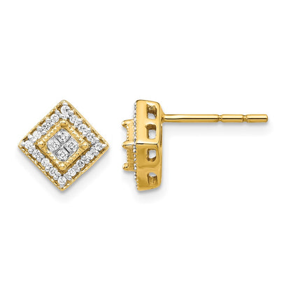 Polished 1/4 carat Diamond Square Cluster Post Earrings - WBC