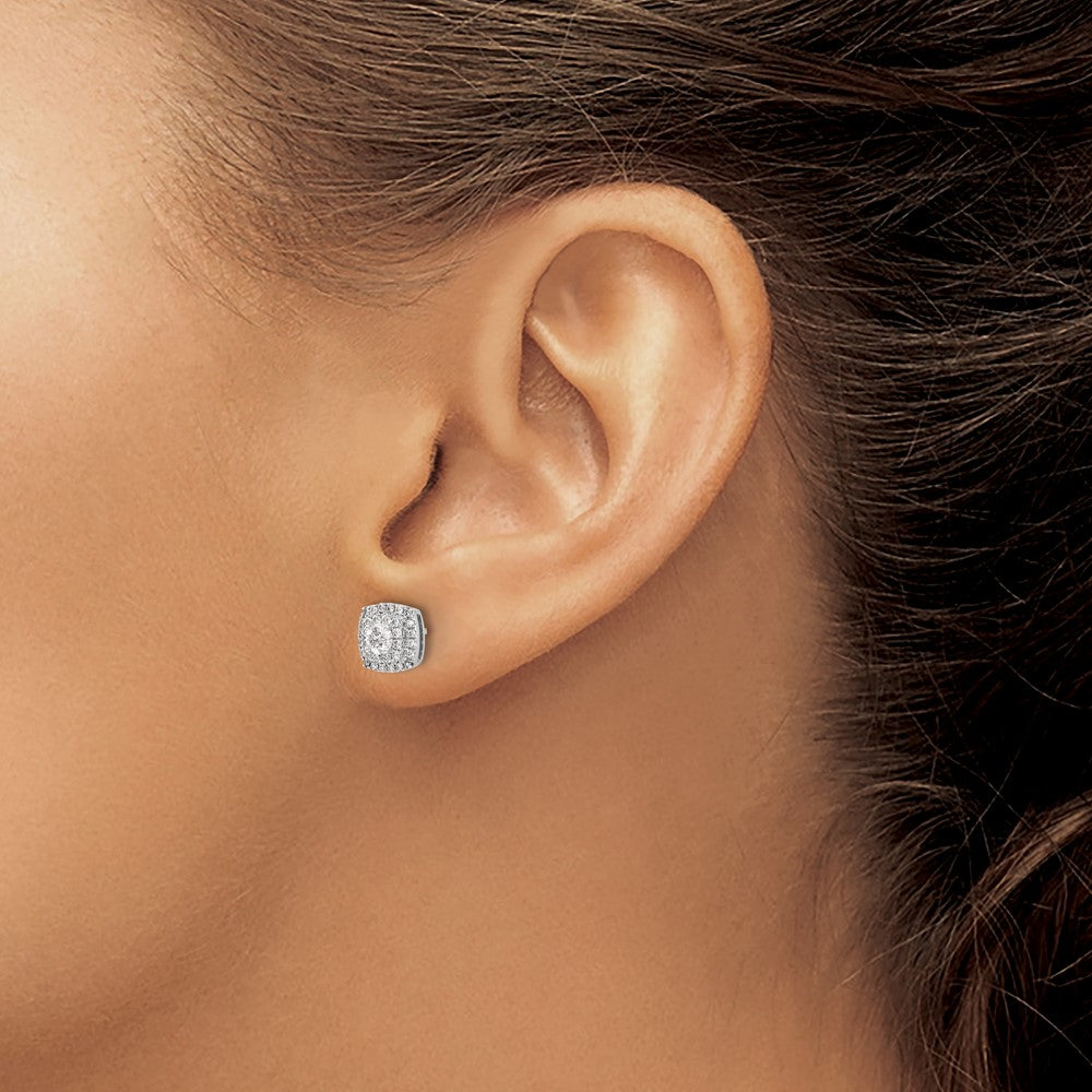 1/2 carat Diamond Square Halo Post Earrings - WBC