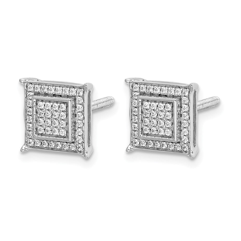 1/4 carat Diamond Double Square Bezel Screwback Post Earrings - WBC