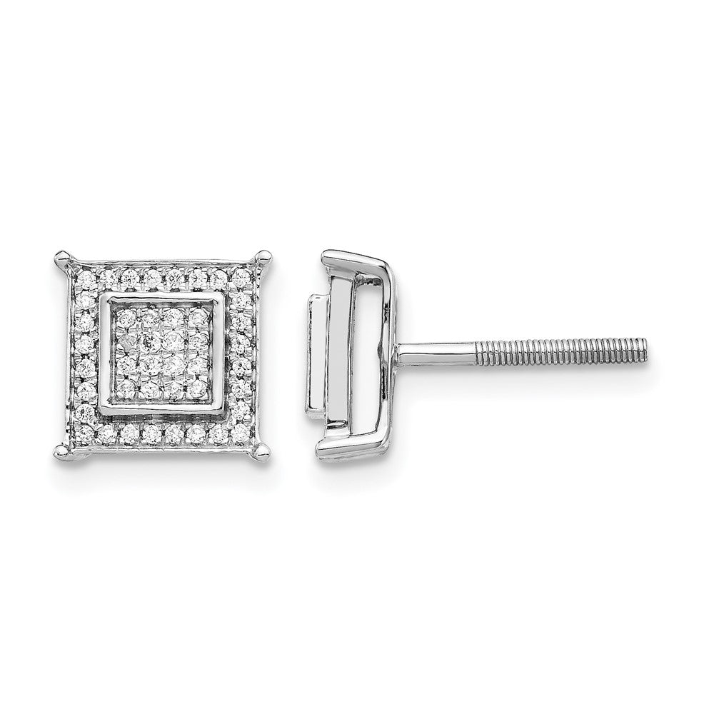 1/4 carat Diamond Double Square Bezel Screwback Post Earrings - WBC
