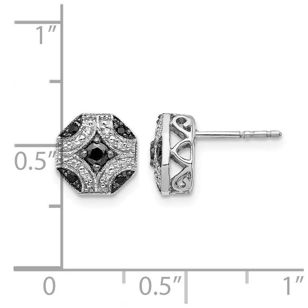 Fancy 1/4 carat and Black Diamond Octagon Post Earrings - WBC