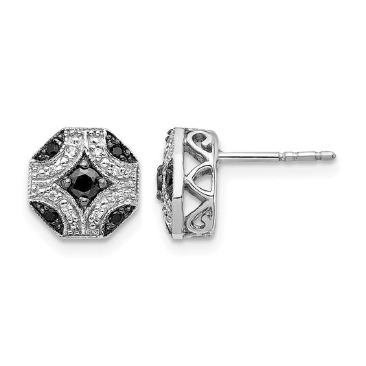 Fancy 1/4 carat and Black Diamond Octagon Post Earrings - WBC