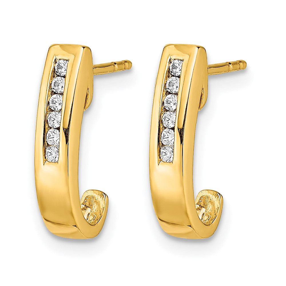 1/10 carat Diamond Channel J-Hoop Post Earrings - WBC