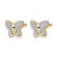 and Rhodium Diamond Butterfly Post Earrings - WBC