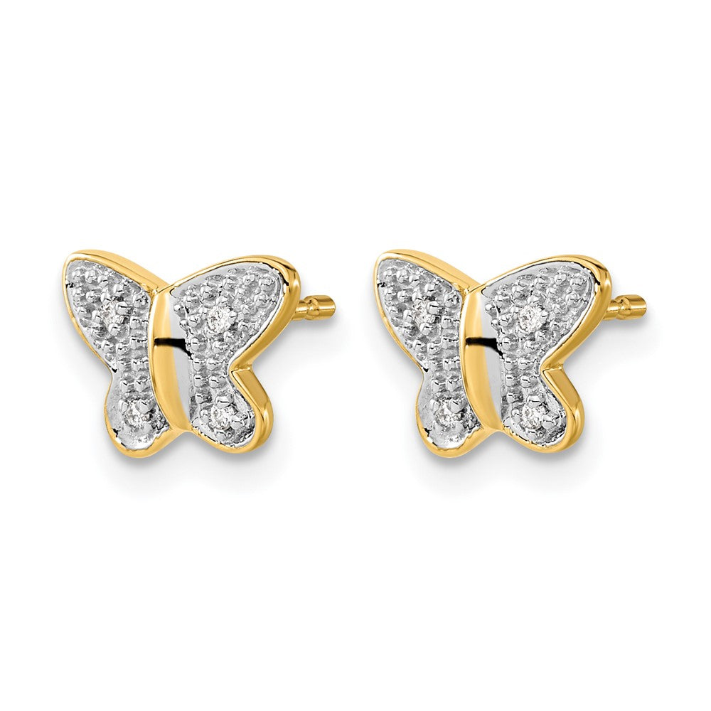 and Rhodium Diamond Butterfly Post Earrings - WBC