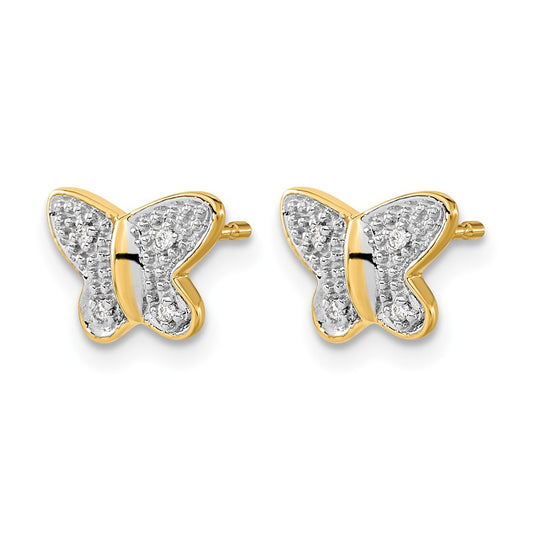and Rhodium Diamond Butterfly Post Earrings - WBC