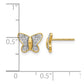 and Rhodium Diamond Butterfly Post Earrings - WBC