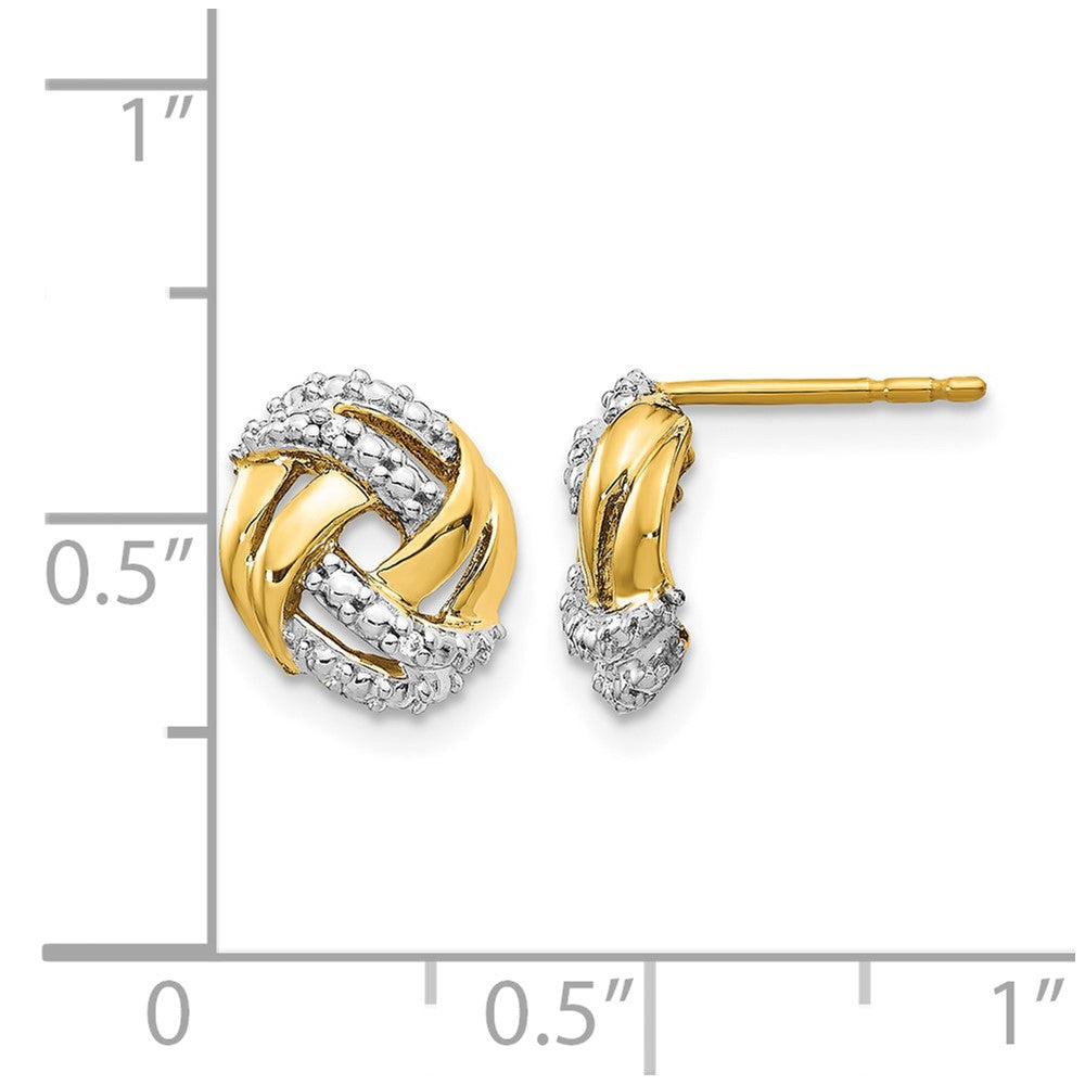 and Rhodium Accents Diamond Love Knot Post Earrings - WBC