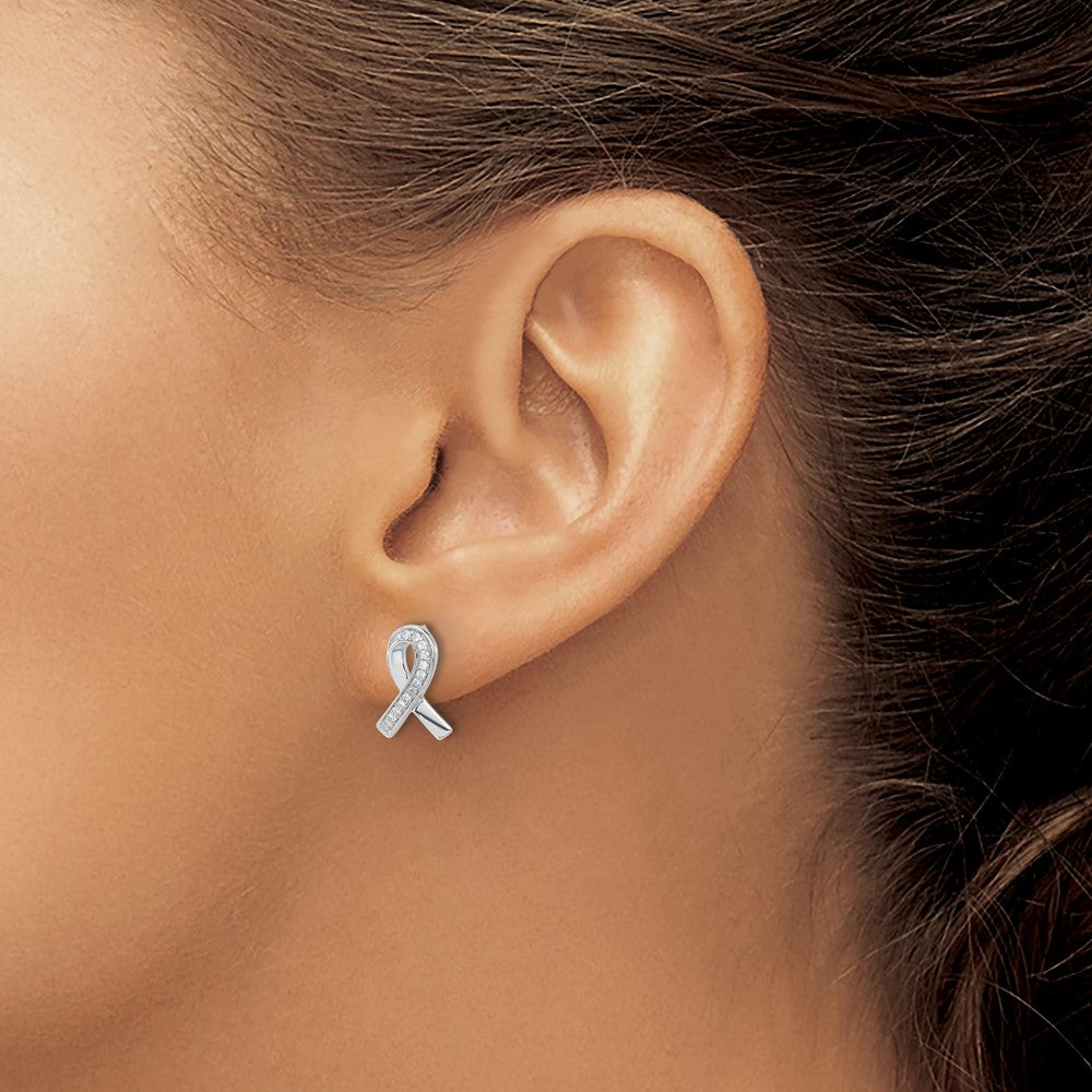 1/10 carat Diamond Awareness Ribbon Post Earrings - WBC
