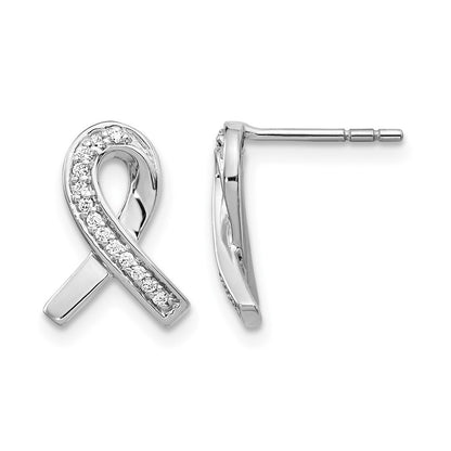 1/10 carat Diamond Awareness Ribbon Post Earrings - WBC