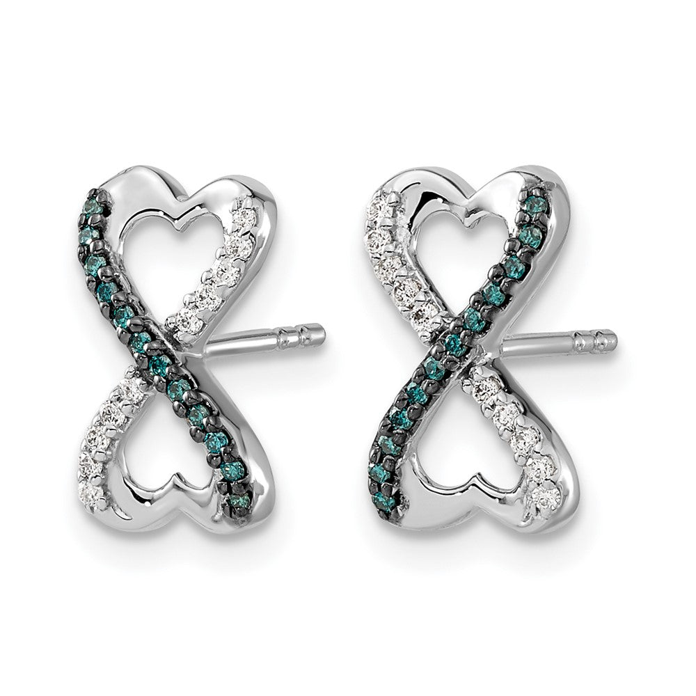 1/6 carat Blue and Diamond Infinity Heart Post Earrings - WBC