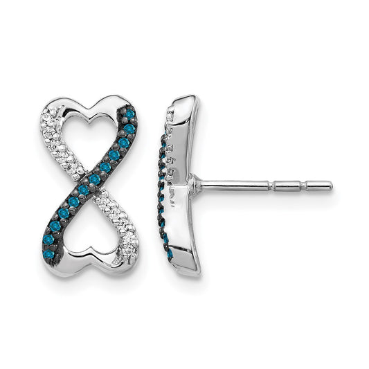 1/6 carat Blue and Diamond Infinity Heart Post Earrings - WBC
