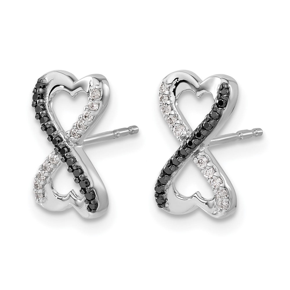 1/6 carat Black and Diamond Infinity Heart Post Earrings - WBC