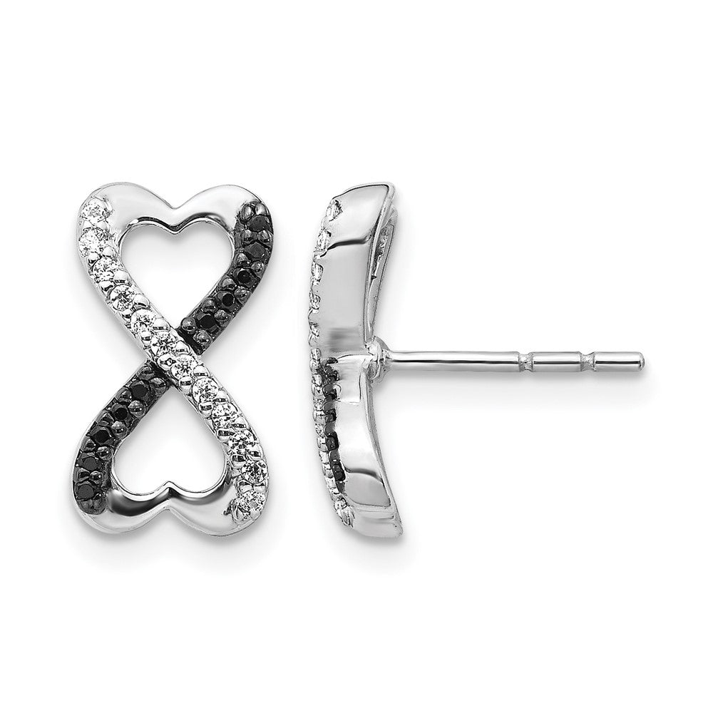 1/6 carat Black and Diamond Infinity Heart Post Earrings - WBC