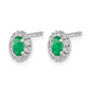 Oval Emerald and Diamond Halo Post Earrings - WBC