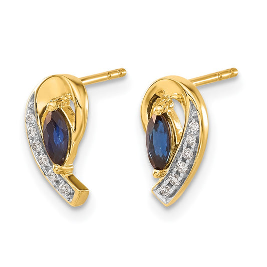 Marquise Sapphire and Diamond Curved Post Earrings - WBC