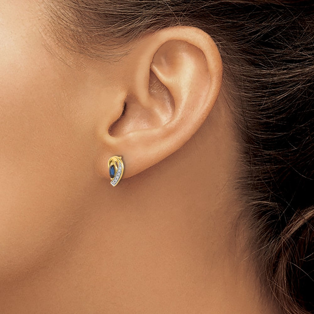 Marquise Sapphire and Diamond Curved Post Earrings - WBC