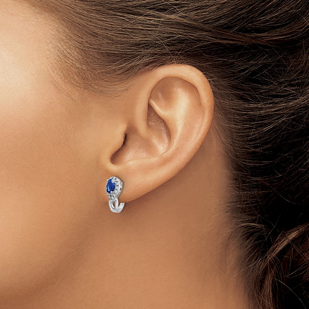 Oval Sapphire and Diamond J-Hoop Post Earrings - WBC