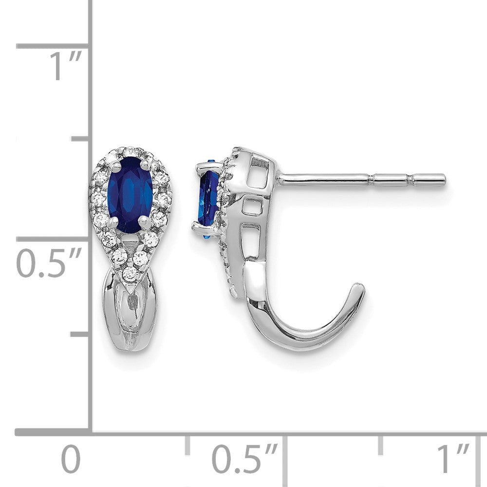 Oval Sapphire and Diamond J-Hoop Post Earrings - WBC
