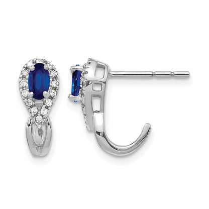 Oval Sapphire and Diamond J-Hoop Post Earrings - WBC