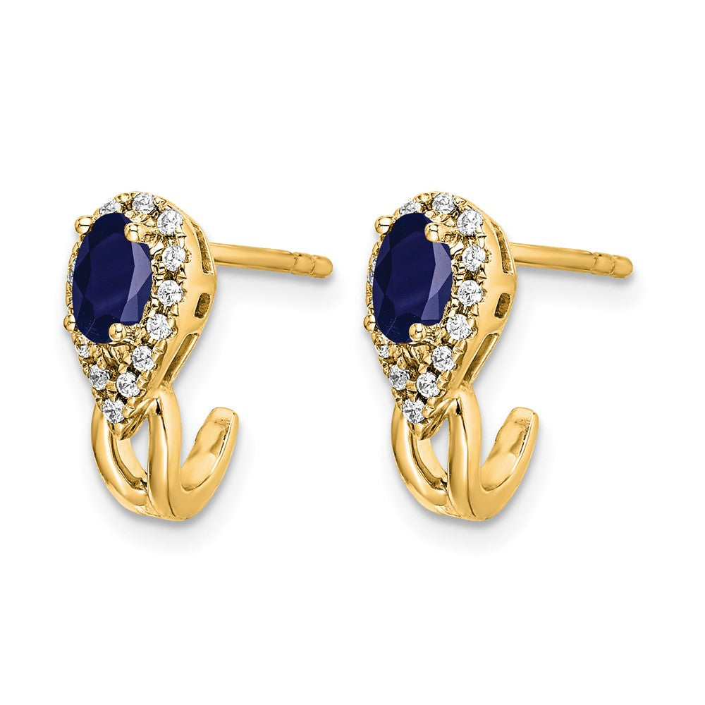 Oval Sapphire and Diamond J-Hoop Post Earrings - WBC
