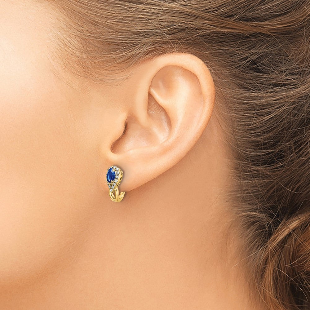 Oval Sapphire and Diamond J-Hoop Post Earrings - WBC