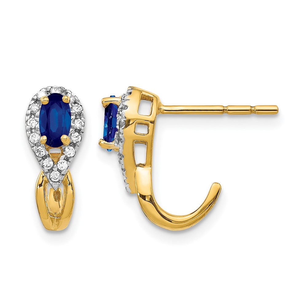 Oval Sapphire and Diamond J-Hoop Post Earrings - WBC
