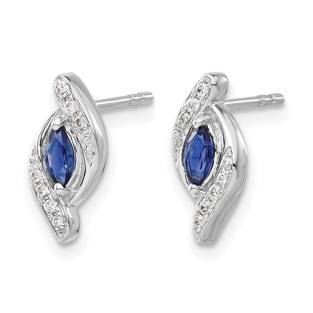 Marquise Sapphire and Diamond Post Earrings - WBC