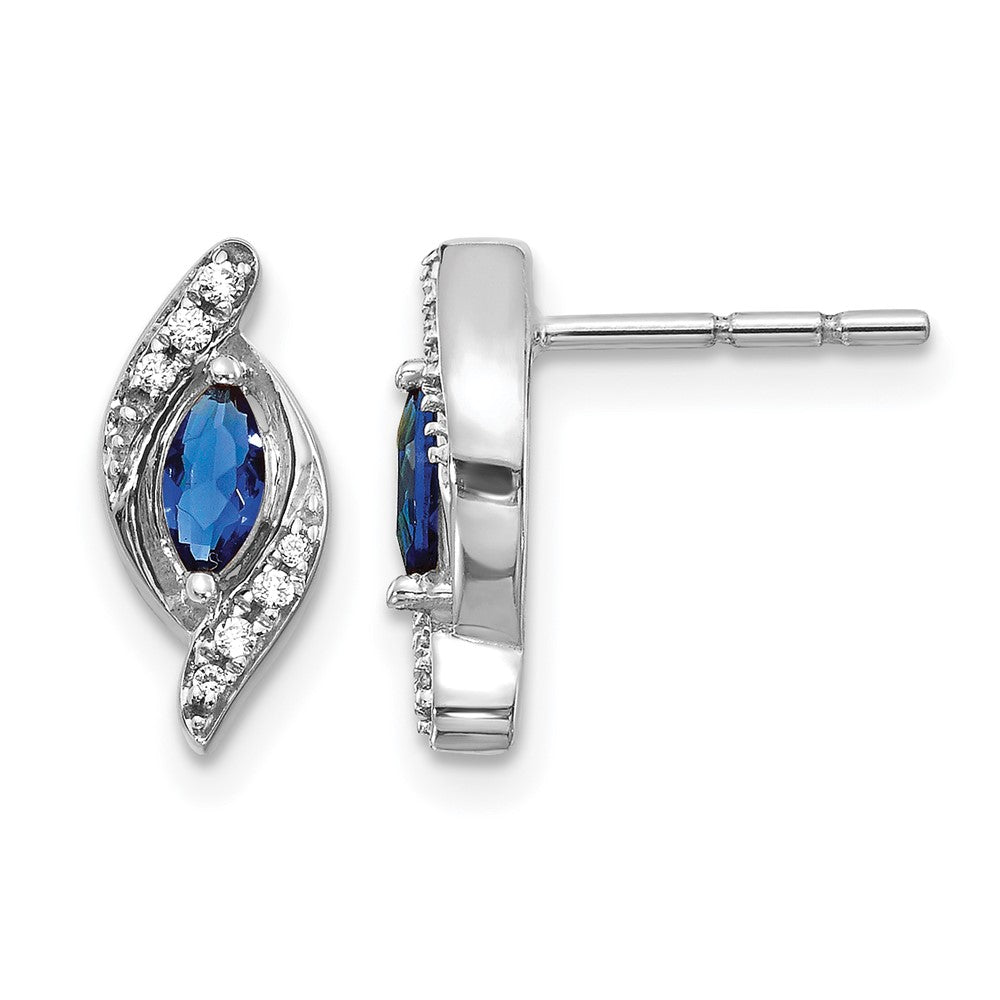 Marquise Sapphire and Diamond Post Earrings - WBC