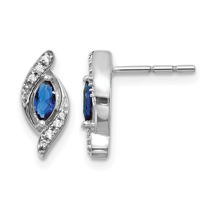 Marquise Sapphire and Diamond Post Earrings - WBC