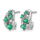 Polished Diamond and Emerald J-Hoop Post Earrings - WBC