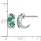 Polished Diamond and Emerald J-Hoop Post Earrings - WBC