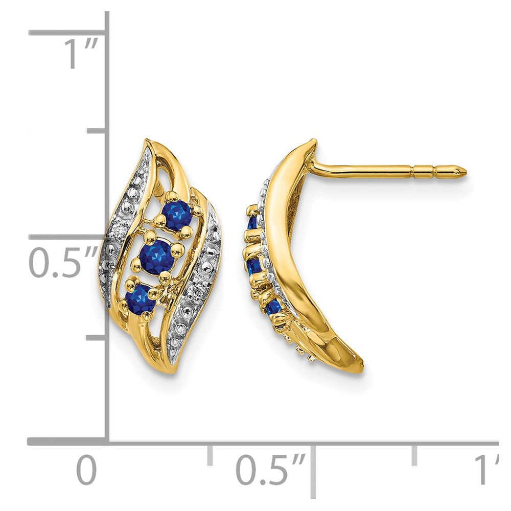 Polished Sapphire and Diamond Curve Post Earrings - WBC