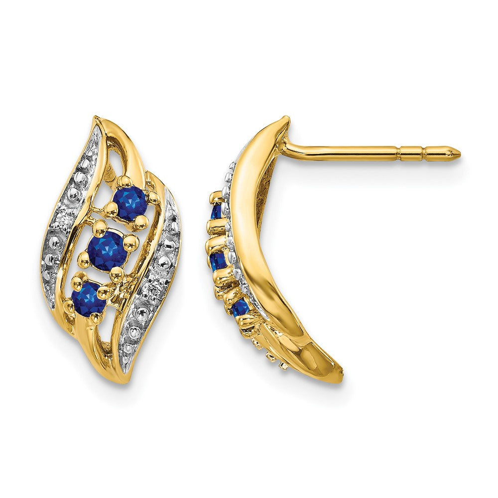 Polished Sapphire and Diamond Curve Post Earrings - WBC