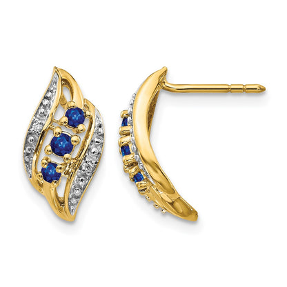 Polished Sapphire and Diamond Curve Post Earrings - WBC