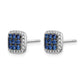 Sapphire Cluster and Diamond Halo Square Post Earrings - WBC