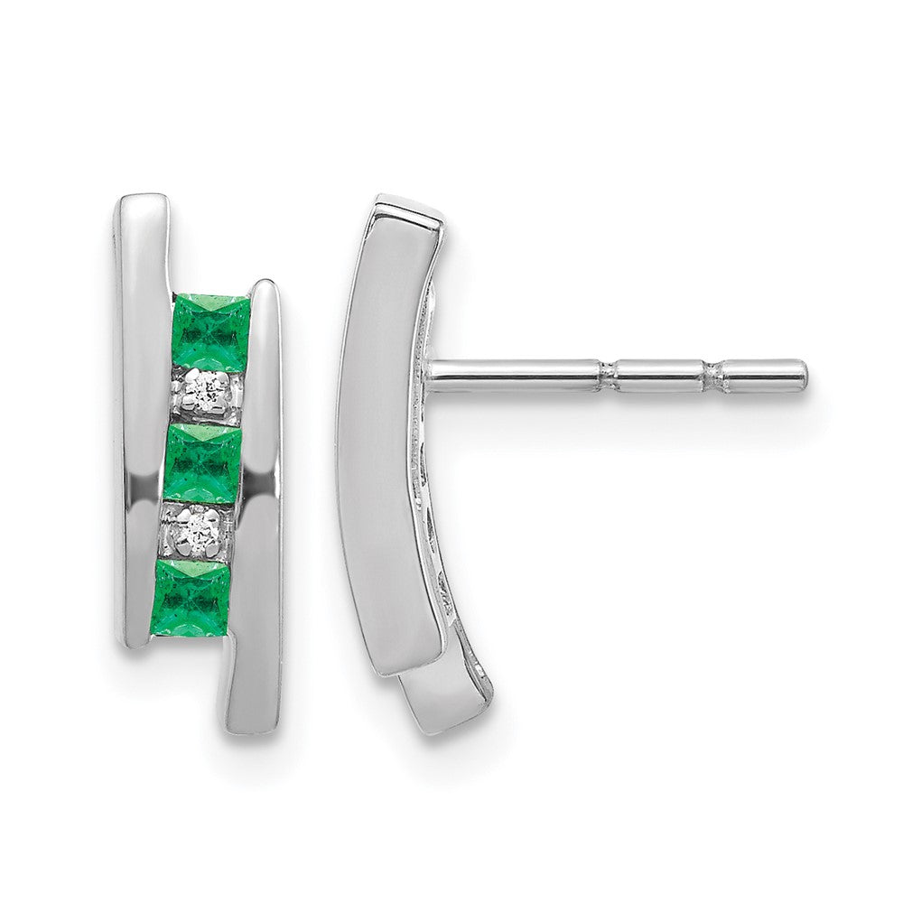 Princess Emerald and Diamond Post Earrings - WBC