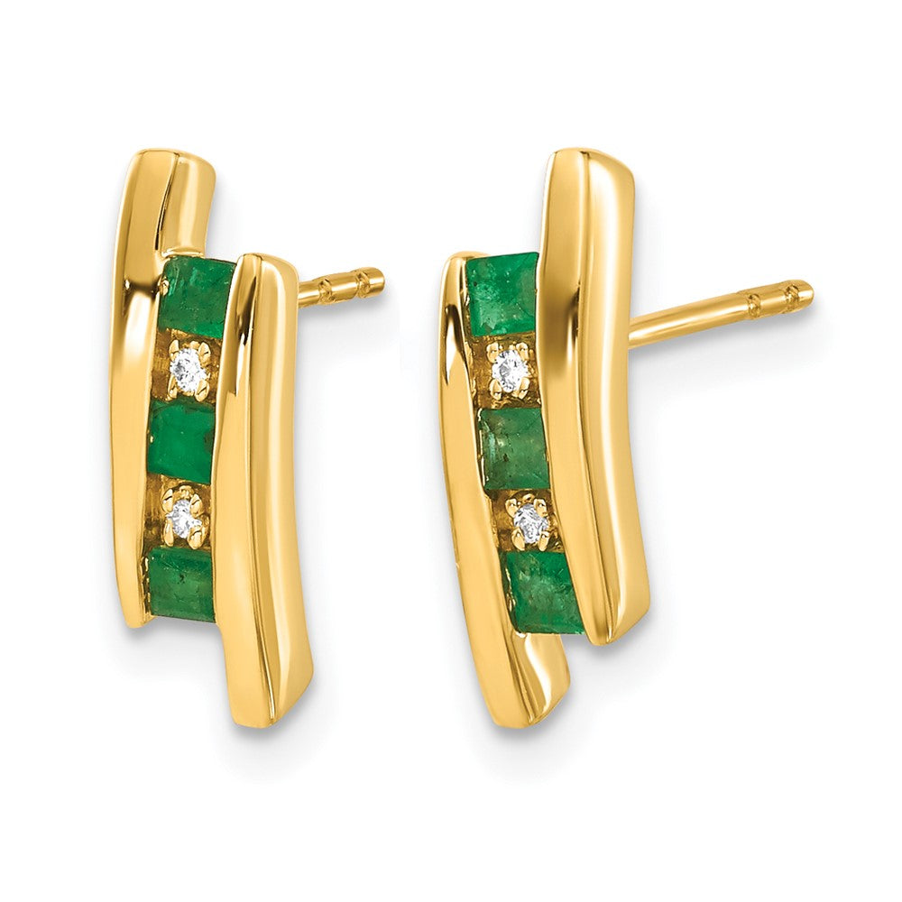 Princess Emerald and Diamond Post Earrings - WBC