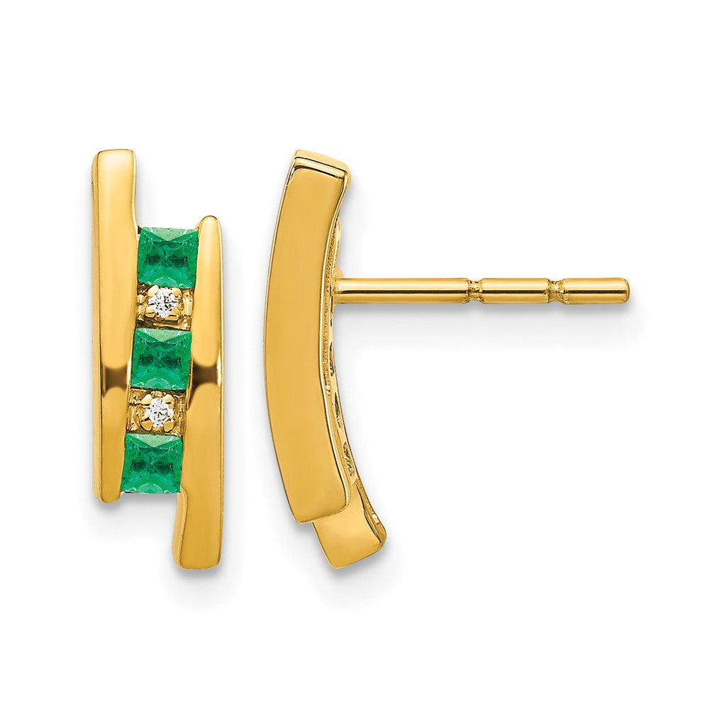 Princess Emerald and Diamond Post Earrings - WBC