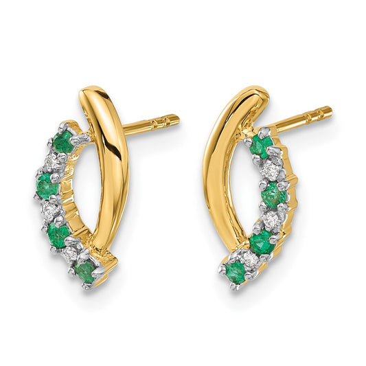 Emerald and Diamond Curved Post Earrings - WBC