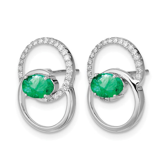 Double Circle Emerald and Diamond Post Earrings - WBC