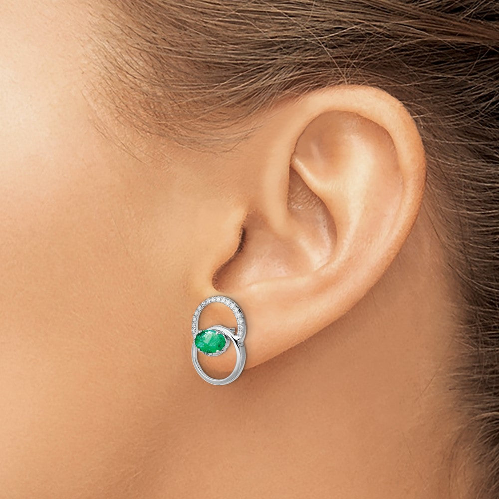 Double Circle Emerald and Diamond Post Earrings - WBC