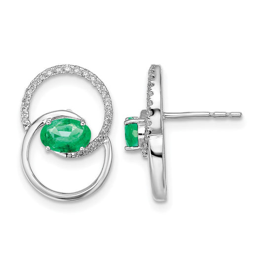 Double Circle Emerald and Diamond Post Earrings - WBC