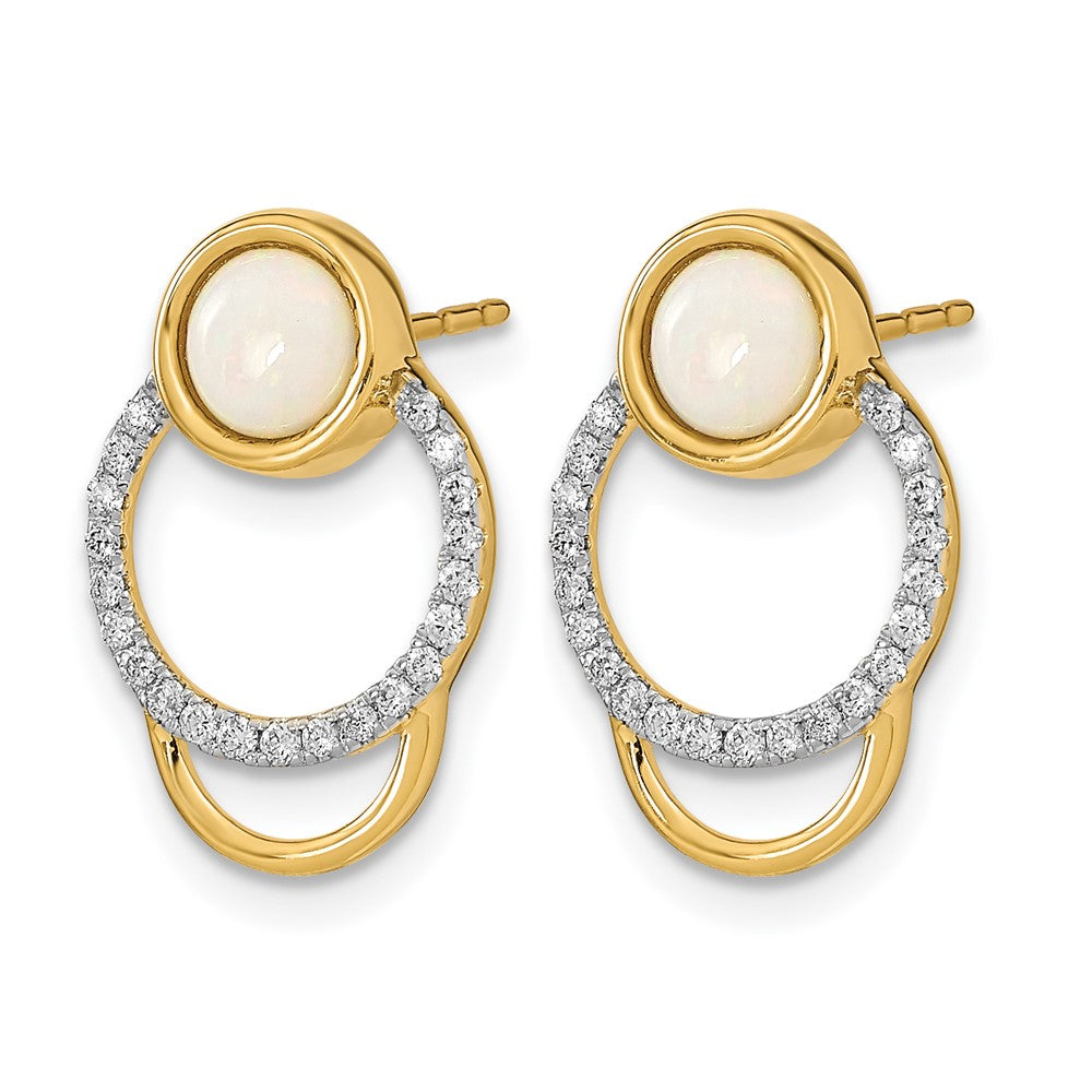 Polished 1/5 carat Diamond and Opal Circle Post Earrings - WBC