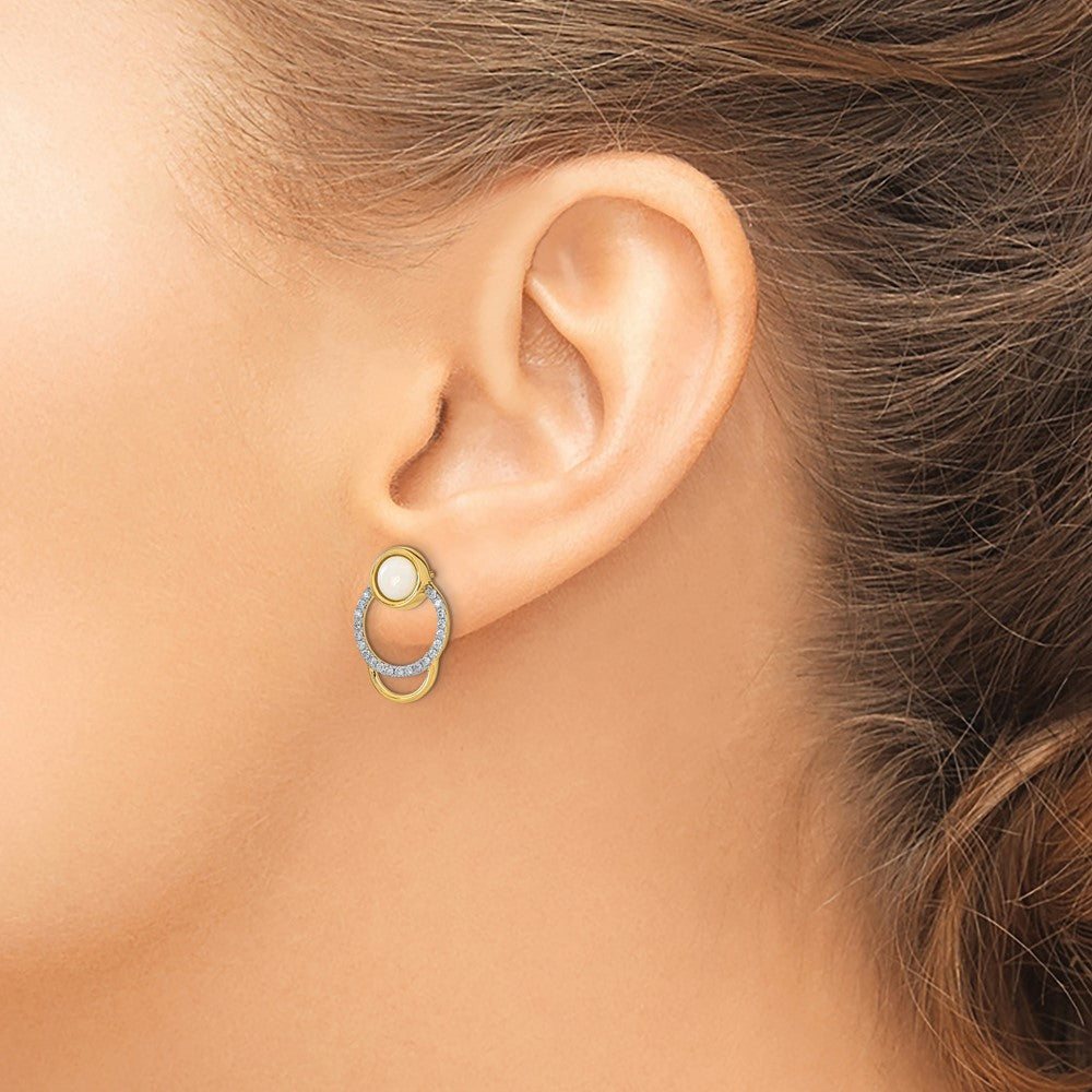 Polished 1/5 carat Diamond and Opal Circle Post Earrings - WBC