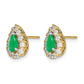 Pear Emerald and 3/4 carat Diamond Halo Post Earrings - WBC