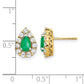 Pear Emerald and 3/4 carat Diamond Halo Post Earrings - WBC
