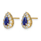 Pear Sapphire and 3/4 carat Diamond Halo Post Earrings - WBC