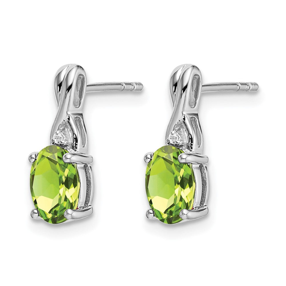 Oval Peridot and Diamond Post Earrings - WBC